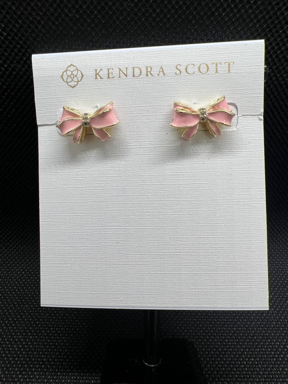 Kendra Scott Pink Enamel Bow Stud Earrings with Gold Accents